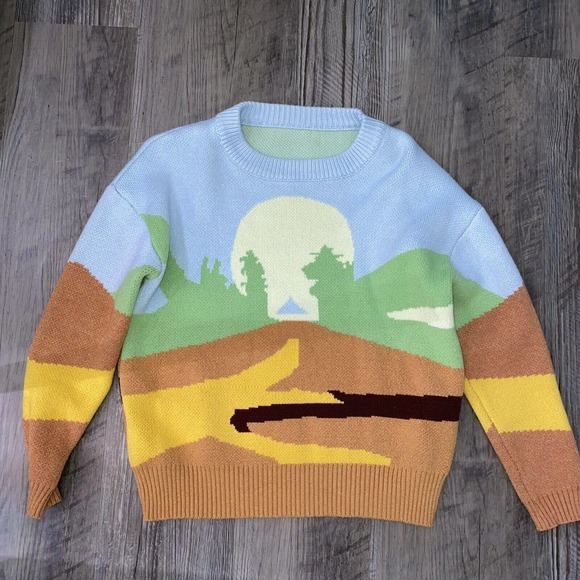 House Of Sunny Sweaters - House of Sunny Golden Years Style landscape Crew Neck Vintage Style Sweater